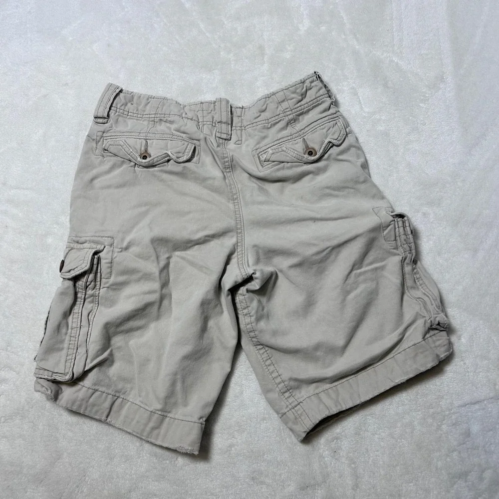 Hollister Cargo Shorts Mens 28 Khaki Heavy Distressed Tan military Y2K